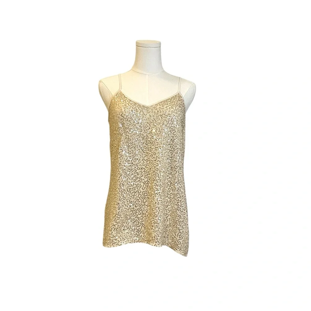 Express Gold Sequin Camisole Top, Size L, by Express